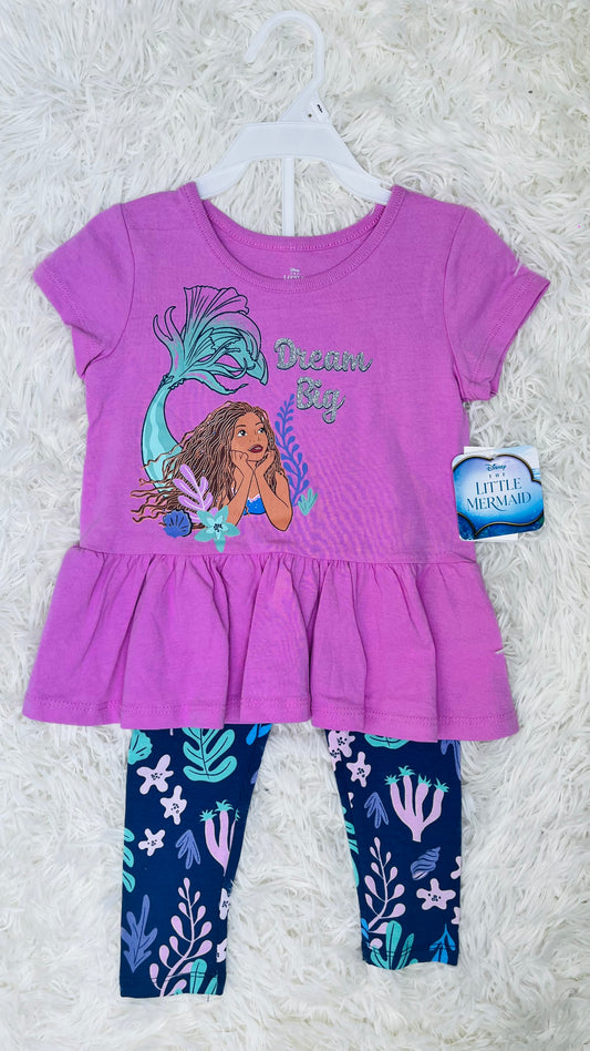 Conjunto 2 piezas morado The little mermaid 3 años