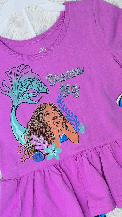 Conjunto 2 piezas morado The little mermaid 3 años