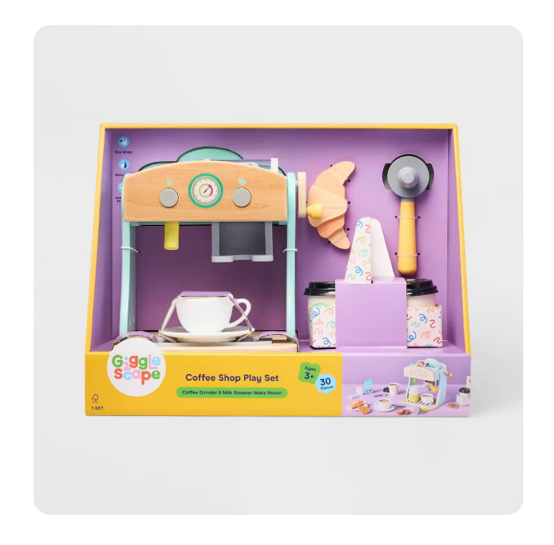 SOBRE PEDIDO Coffee Shop Play Set - Gigglescape™: Pretend Kitchen Accessories, Creative Thinking, 27 Pieces, Ages 3+