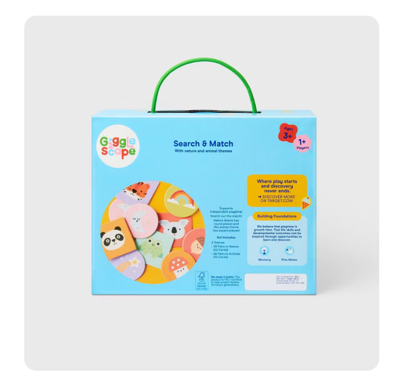 Search & Match Game - Gigglescape™: Kids Classic Card Game, Problem Solving, Ages 3+, 1+ Players