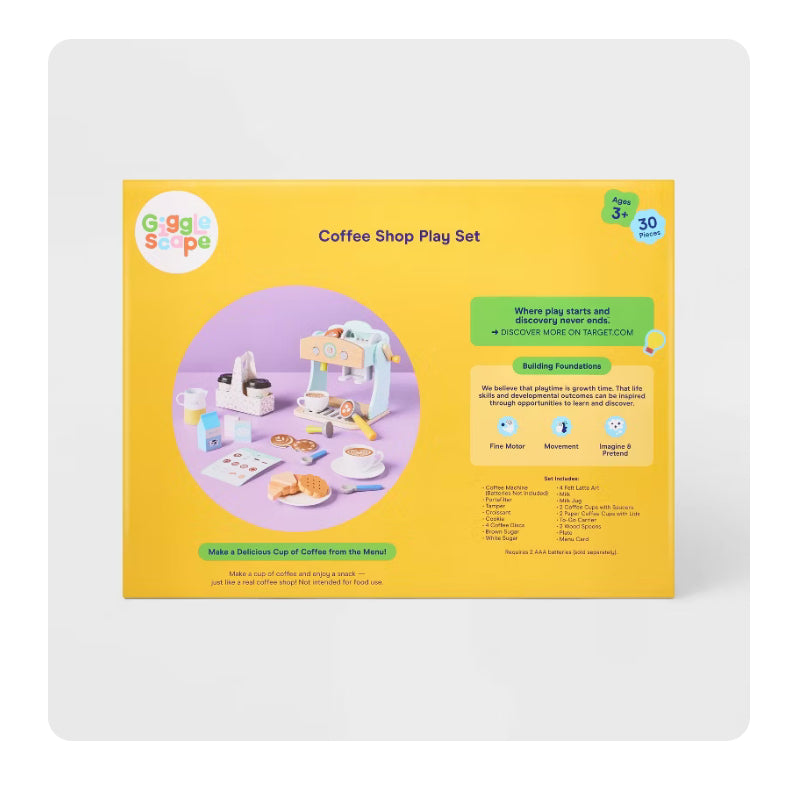 SOBRE PEDIDO Coffee Shop Play Set - Gigglescape™: Pretend Kitchen Accessories, Creative Thinking, 27 Pieces, Ages 3+