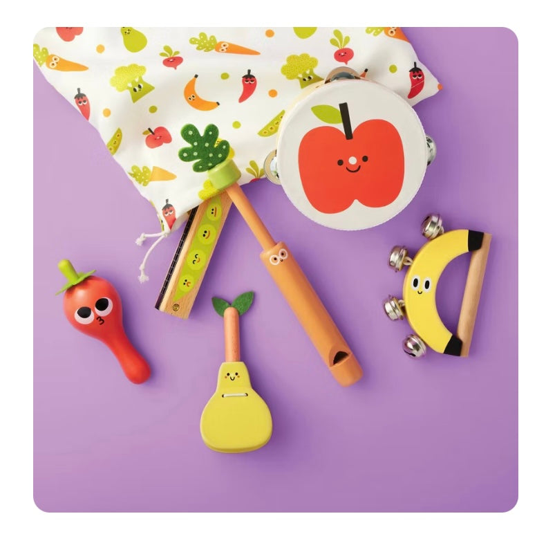 SOBRE PEDIDO Fruit & Veggie Instruments Set - 6pc - Gigglescape™: Music Toys, Instrumental Play, Musical Instruments for Kids