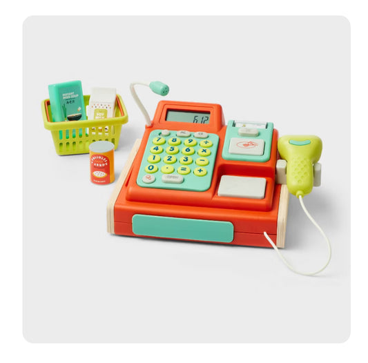Cash Register Set - Gigglescape™: Educational Toy, Pretend Shopping Accessories, Play Money, Ages 3+, 31 Pieces